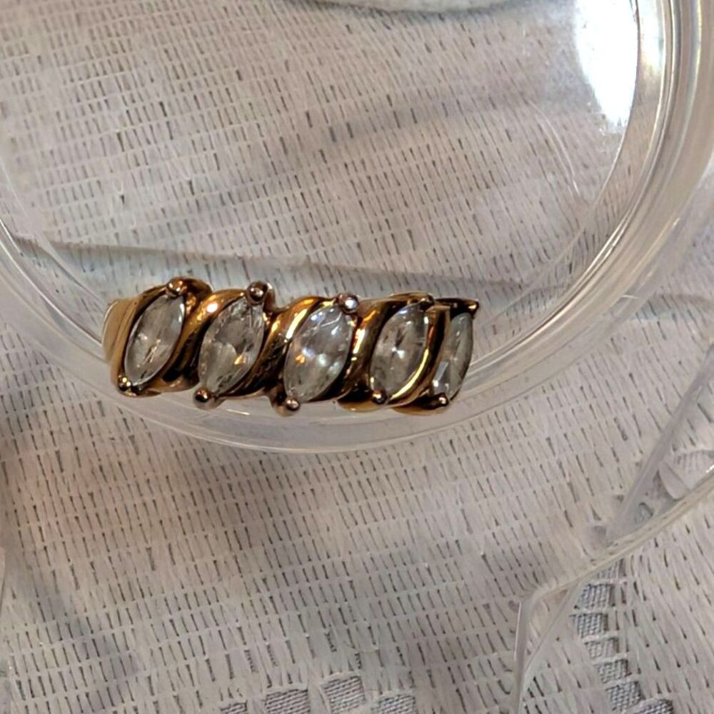 Vintage 18K Gold over 925 Sterling Silver Marquise Trellis Cocktail Ring